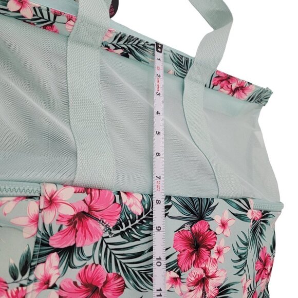Tropical Print Beach Tote Bag with Zip Bottom - Picture 12 of 15